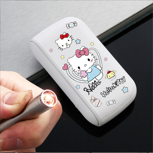 Hello Kitty Kuromi cigarette case and electric lighter, made of waterproof leather