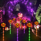 Pumpkin Solar Lights for Outdoor Halloween Decorations, Green Orange and Purple Halloween Lights