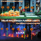 Pumpkin Solar Lights for Outdoor Halloween Decorations, Green Orange and Purple Halloween Lights