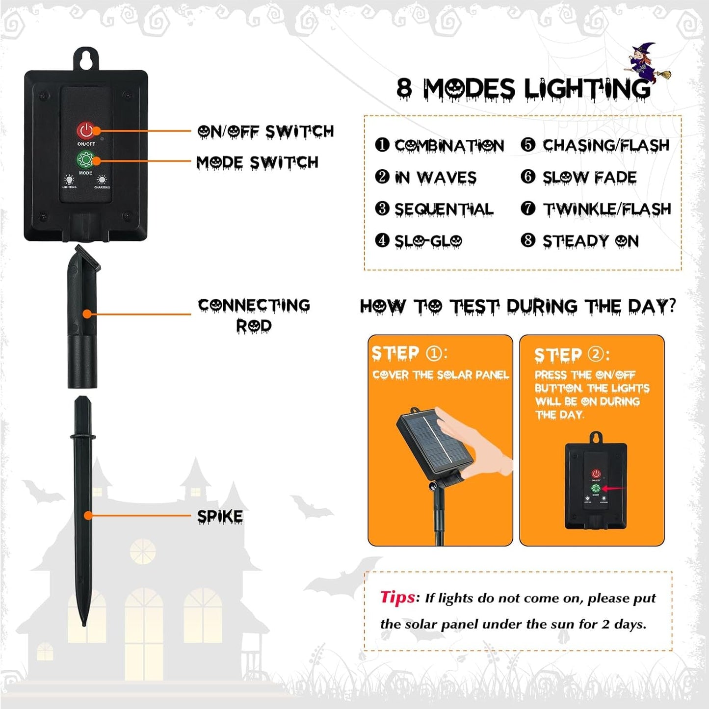 Pumpkin Solar Lights for Outdoor Halloween Decorations, Green Orange and Purple Halloween Lights