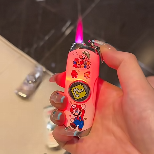 Fidget spinner light-up lighter refillable with pink flame