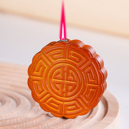 Cute mooncake lighter refillable with pink flame